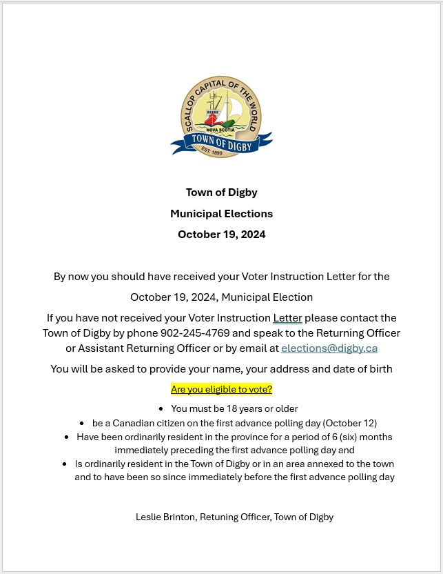 Municipal Elections final call for electors 2024